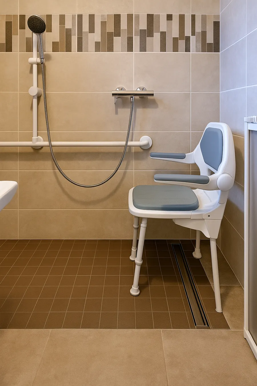 realisation-salle-bain-PMR-entreprise-gervreau-plombier-chauffagiste-saint-palais-sur-mer (1) Réalisation de salle de bain par l