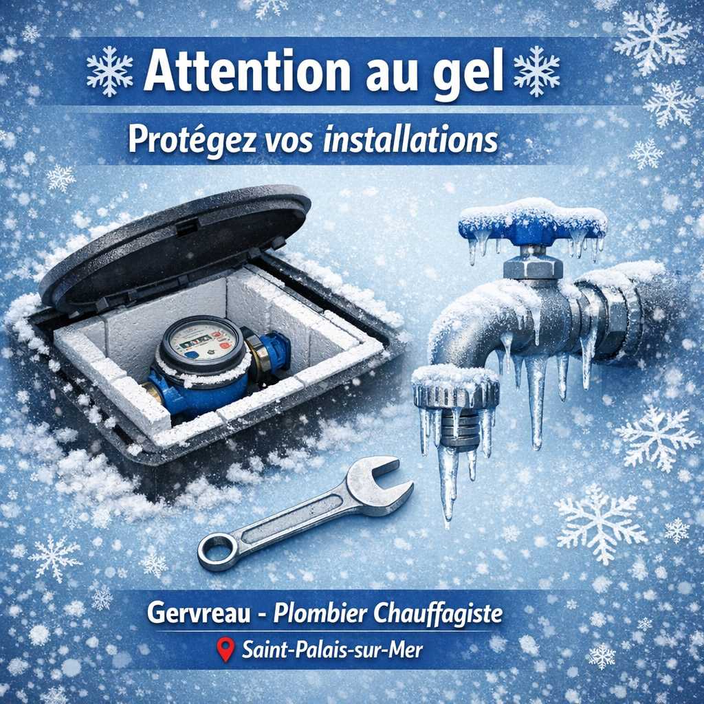 ❄️ Prévention gel : pensez à protéger vos installations ! ❄️

Avec l’arrivée du froid, quelques gestes simples peuvent éviter bien des dégâts 🛠️💧

👉 Pensez à isoler le regard et le compteur d’eau à l’aide de plaques de polystyrène
👉 Fermez correctement le regard pour limiter l’entrée du froid
👉 Vidangez votre installation
👉 N’oubliez pas de purger et fermer vos robinets extérieurs

Ces précautions permettent d’éviter le gel des canalisations et les mauvaises surprises au dégel 🧊🚫
